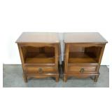 Two night stands, pecan wood, Cinnamon finish, by