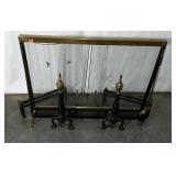 Fireplace set. Screen, andirons and tools.