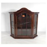 Wall Curio cupboard, cherry finish, measures