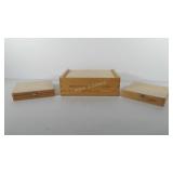 Three wooden boxes, includes Windsor Vineyards,