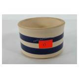 Roseville pottery blue and white striped bowl, 5"