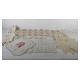 Doilies, includes three table runners, from the