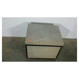 Storage box, advertising inside reads 