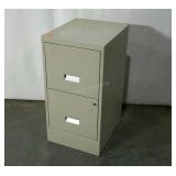 Metal two drawer file cabinet. No key.