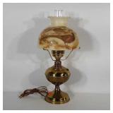 Decorative brass lamp in style of oil lamp, with