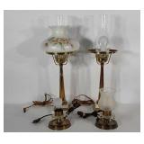 Lamps, pair of marble base brass lamps, only one