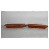 Pair of wooden floating shelves, 18" × 5" × 3",