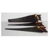 Three handsaws, One Disston, two Disston and Sons