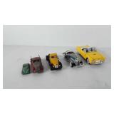 Five toy cars, includes Ford Thunderbird, 1935