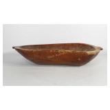 Large wooden bowl, 26" × 13.5" × 5.5"
