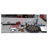 Misc Items lot, including Dart board, Elvis