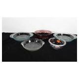 Group of Pyrex dishes, pie plates and bowls