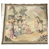 Tapestry, garden scene,  made in France, 38x39