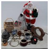 Mixed lot: wall basket, stoneware mugs and mini