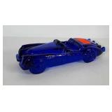 Blue glass antique car, 7" long