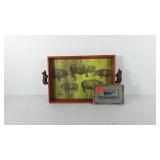 Home decor, includes pig themed tray and Rowe