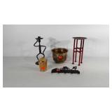 Decor group, metalware candle holders, brass 8"