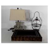 Home decor group, three wooden nesting trays,