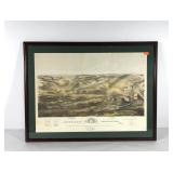 Gettysburg Battlefield map, framed and matted,
