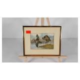 Duck themed watercolor painting, signed Mickey