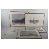 Five artist prints, artist signed, dated and