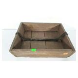 Primitive wooden trough, 18 x 20, worn leather