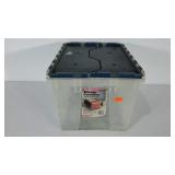 12 gallon plastic storage tote, interlocking lid,