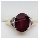 Gold plated Silver Ruby Diamond  Ring,   size