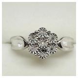 Silver 7 Diamond  Ring, size 7.25