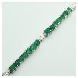 Silver Emerald(4.1ct)  Bracelet (~weight 9.1g),