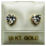 9K Yellow Gold Cubic Zirconia Heart Shaped