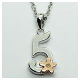 Silver Rhodium Plated Diamond #5 Shaped