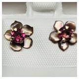10K Yellow Gold Tourmaline  Earrings, Made in