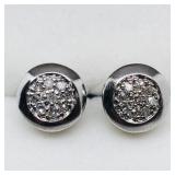 Silver Diamond Stud  Earrings,