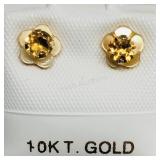 10K Yellow Gold Citrine(0.3ct)  Earrings, Made in