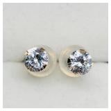 14K Yellow Gold Cubic Zirconia Stud Earrings,