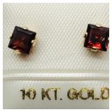 10K Yellow Gold Garnet  Earrings, Made in Canada,