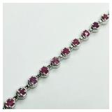 Silver Ruby(1.85ct)  Bracelet (~weight 8.7g),