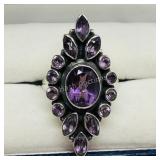 Silver Amethyst  Ring (~weight 9g),   SIZE 8.5