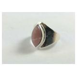 Size 9, sterling silver Peruvian pink opal ring