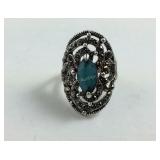 Size 5, Bohemian native turquoise and hematite