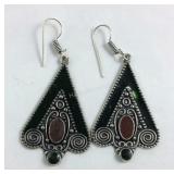 Bohemian native Tibetan silver enamel earrings