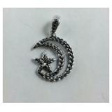 925 Sterling earrings moon and star pendant
