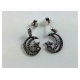 925 Sterling earrings moon and star earrings