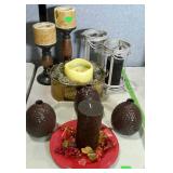 Home decor - pottery bud vase trio, pair of pillar