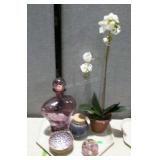 Home decor - glass paperweight, pottery jar, large