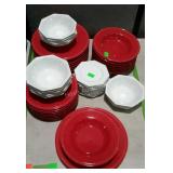 Dinnerware - 24-pcs Potterybarn red dishes, Svc-8,