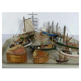 Nautical themed tray lot. Wooden ship models and