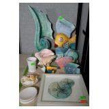 Bathroom decor - Fish & 20" tall seashell figures