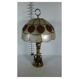 Brass lamp with plastic opaque shade. 20" high.